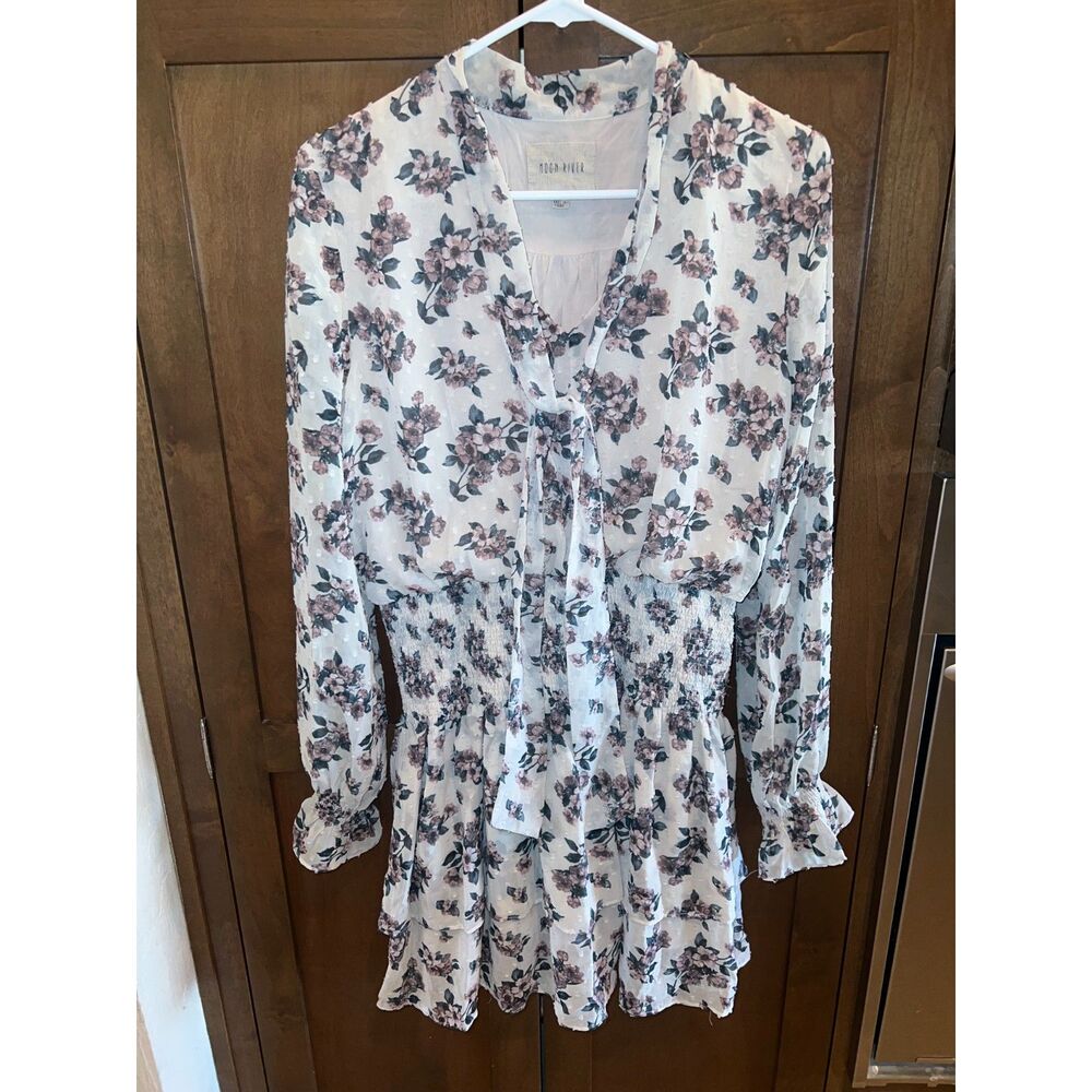 Moon River Holiday Party Dress Floral Mini Dress Long Sleeve Anthropologie